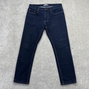 Robert Geller Five Four Jeans Mens 32x28 Blue Godfrey Slim Taper Stretch Denim